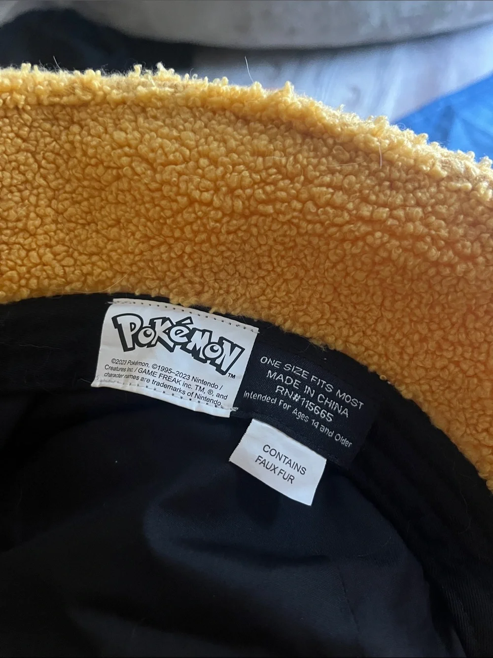 Pokemon Yellow Sherpa Bucket Hat with Eevee Patch